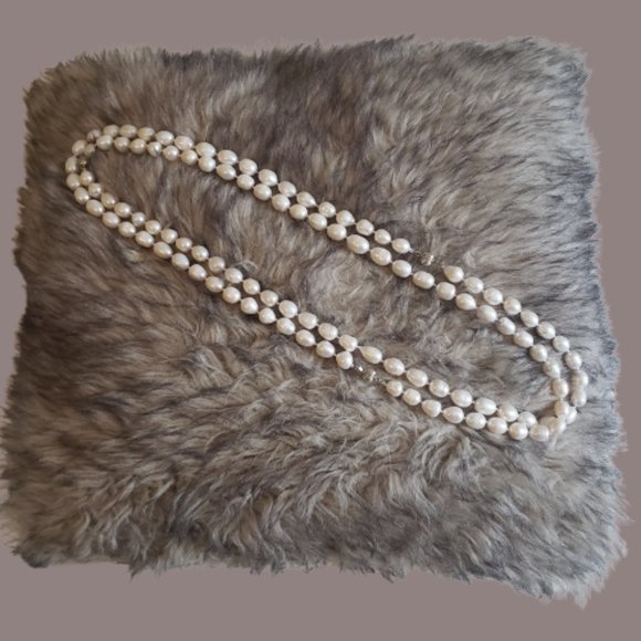 62" Endless Station Strand White Cultured Freshwater Pearl Necklace - NWOT - Picture 2 of 4